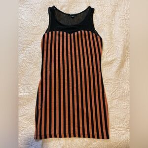 Forever 21 Black and Rust Vertical Stripe Tank Dress